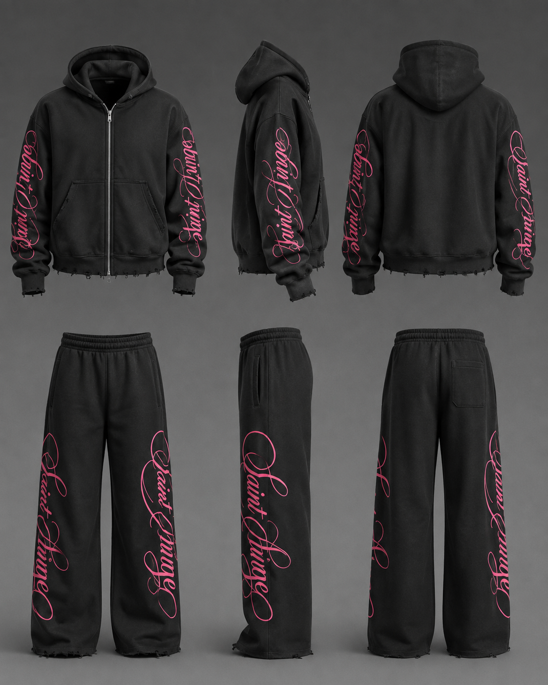 Black & Pink Oversized Two-Piece Set