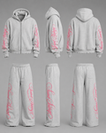 Grey & Pink Oversized Two-Piece Set