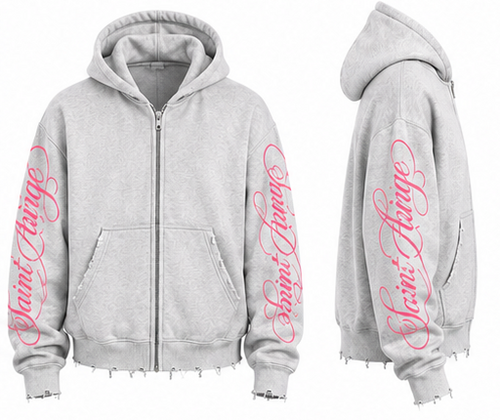 Grey & Pink Oversized Two-Piece Set