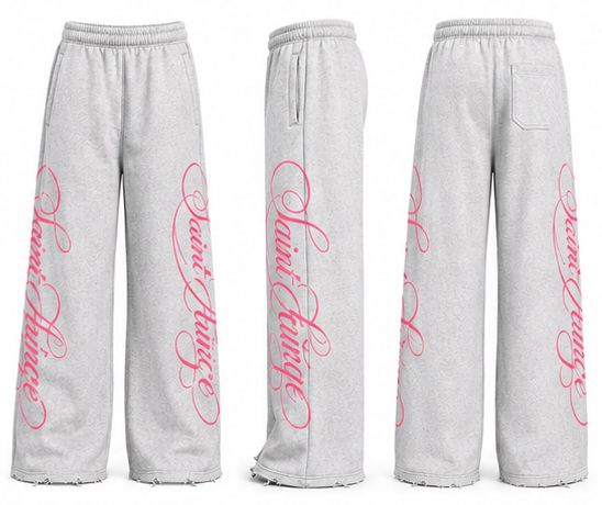 Grey & Pink Oversized Two-Piece Set