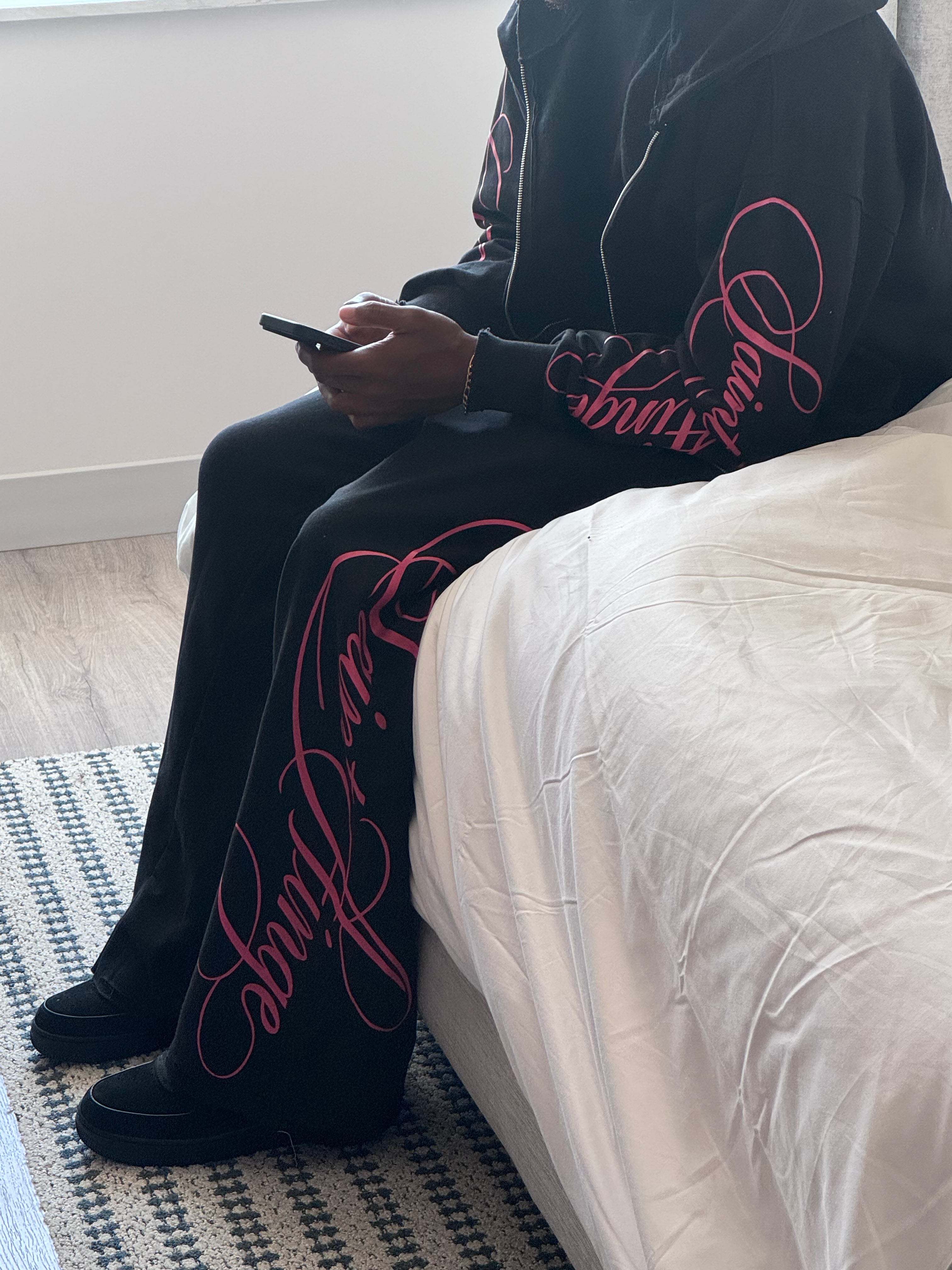 Black & Pink Oversized Two-Piece Set